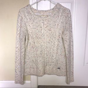 CREAM WHITE CABLE KNIT CONFETTI KNITTED SWEATER